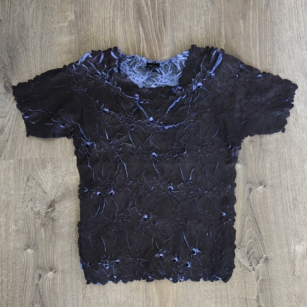 Blue & Black Origami Top